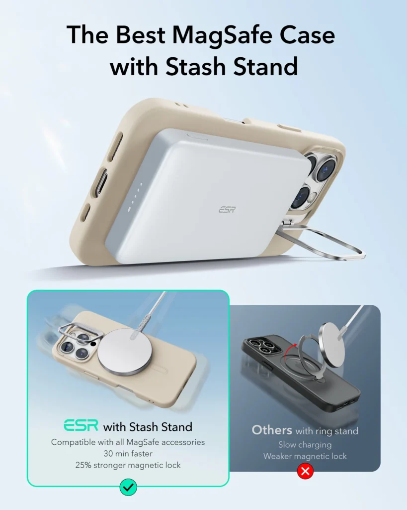 ESR Soft Case With Stash Stand Black thumbnail 3