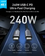 Anker Prime USB-C to USB-C Cable (240W, Upcycled-Braided) - 3ft - Image 2