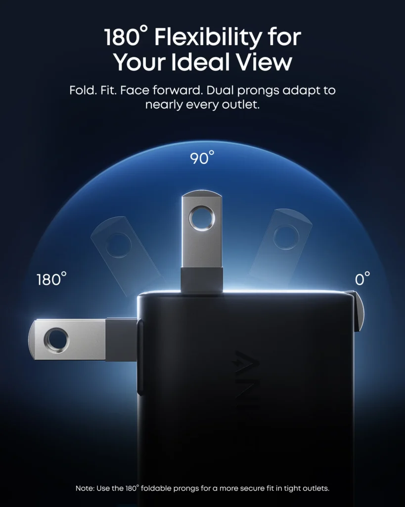 Anker Nano Charger (45W, Smart Display, 180° Foldable) – White thumbnail 6