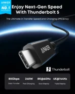 Anker Prime Thunderbolt 5 Cable (3.3 ft / 1.7 ft, 80 Gbps, 240W) - Image 7
