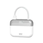 Choetech B812 PowerLeap Mini Bag Power Bank, 10,000mAh, PD30W, Built-in USB-C & Lightning Cables, White