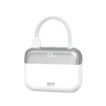 Choetech B812 PowerLeap Mini Bag Power Bank, 10,000mAh, PD30W, Built-in USB-C & Lightning Cables, White