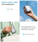 Choetech PowerLeap 10000mAh 35W Built-in USB-C Cable Mini Power Bank - Image 10