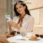 Choetech B812 PowerLeap Mini Bag Power Bank, 10,000mAh, PD30W, Built-in USB-C & Lightning Cables, White - Image 6