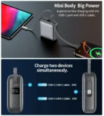 Choetech PowerLeap 10000mAh 35W Built-in USB-C Cable Mini Power Bank - Image 8