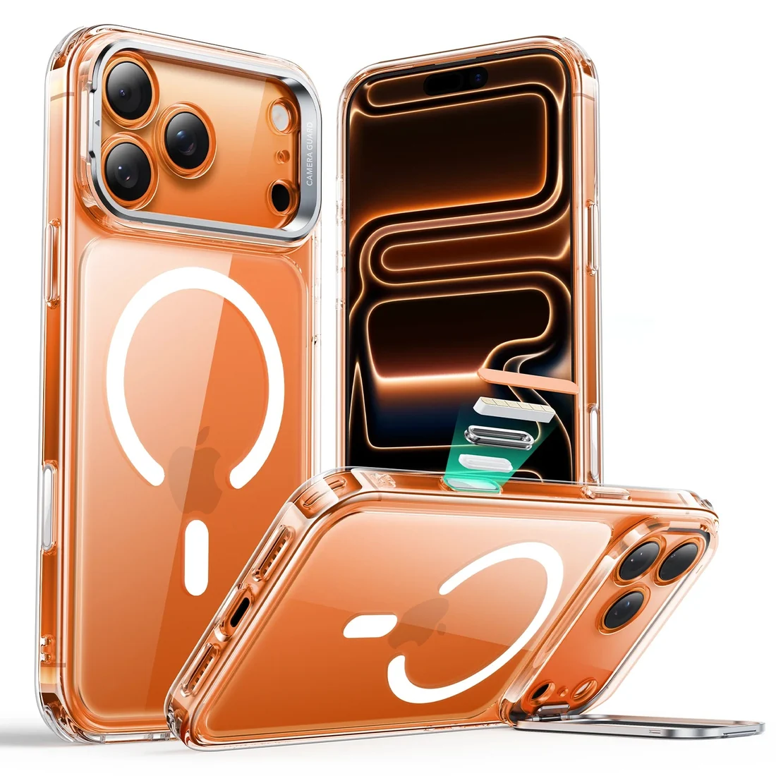esr1 iPhone 17 Pro Max Classic Hybrid Magnetic Case (Camera Control, Stash Stand) - Clear - Image 1