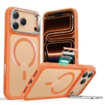 iPhone 17 Pro Classic Hybrid Magnetic Case (Camera Control, Stash Stand) - Frosted Orange