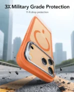 iPhone 17 Pro Classic Hybrid Magnetic Case (Camera Control, Stash Stand) - Frosted Orange - Image 2