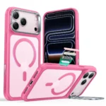 Phone 17 Pro Max Classic Hybrid Magnetic Case (Camera Control, Stash Stand) - Frosted Pink